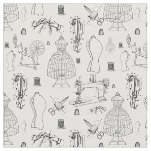 victorian mannequin antique sewing machine toile fabric