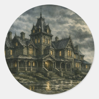 Victorian Mansion by BurnsInHell Classic Round Sticker