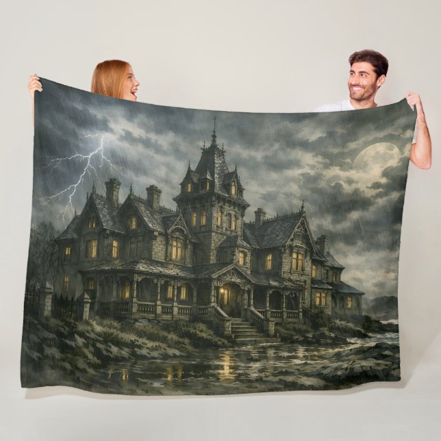 Victorian Mansion by BurnsInHell Fleece Blanket (In Situ)