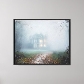 Victorian Mansion in the Fog Canvas Print