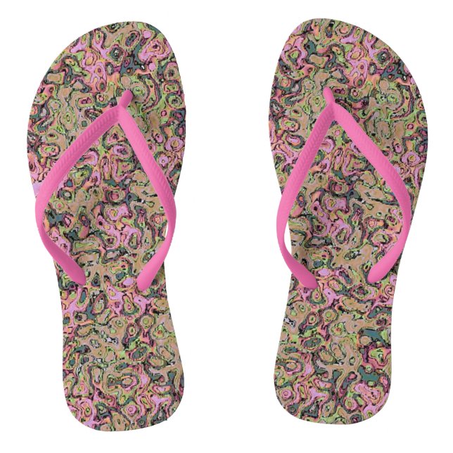 Victorian Marble Pink Beige Print Design Thongs (Footbed)