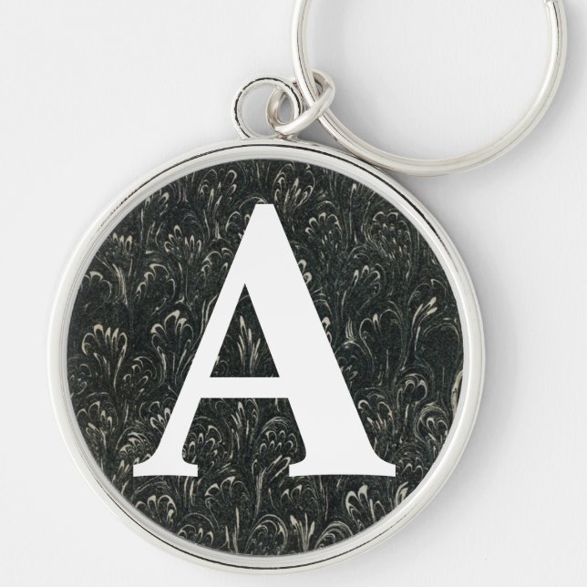 Victorian Marbled Paper Personalised Initial Key Ring (Front)