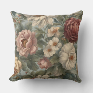 Victorian Mauve Blue Sage Floral Cushion