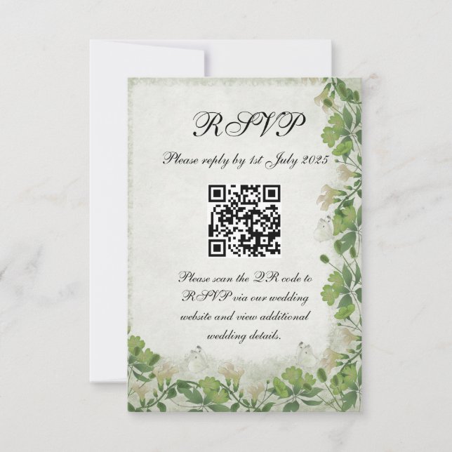 Victorian Meadow - RSVP card vertical (Front)
