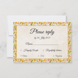 Victorian Meadow yellow RSVP card