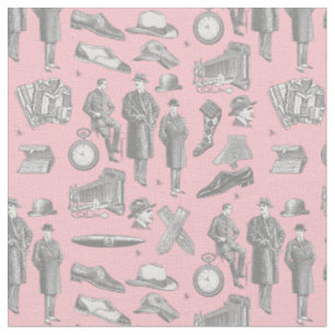 victorian men's style antique menswear toile pink fabric