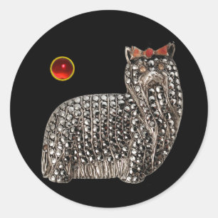 VICTORIAN MINIATURE DOG PORTRAIT Yorkshire Terrier Classic Round Sticker