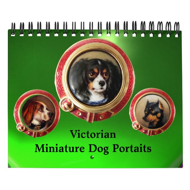 VICTORIAN MINIATURE DOG PORTRAITS 2017 Green Calendar (Cover)
