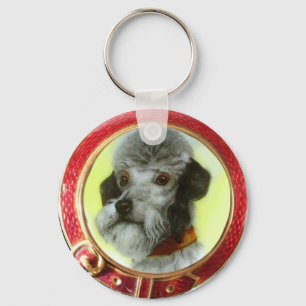 VICTORIAN MINIATURE DOG PORTRAITS AIREDALE TERRIER KEY RING