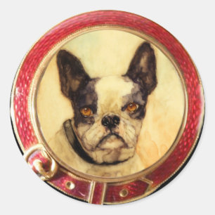 VICTORIAN MINIATURE DOG PORTRAITS French Bulldog Classic Round Sticker