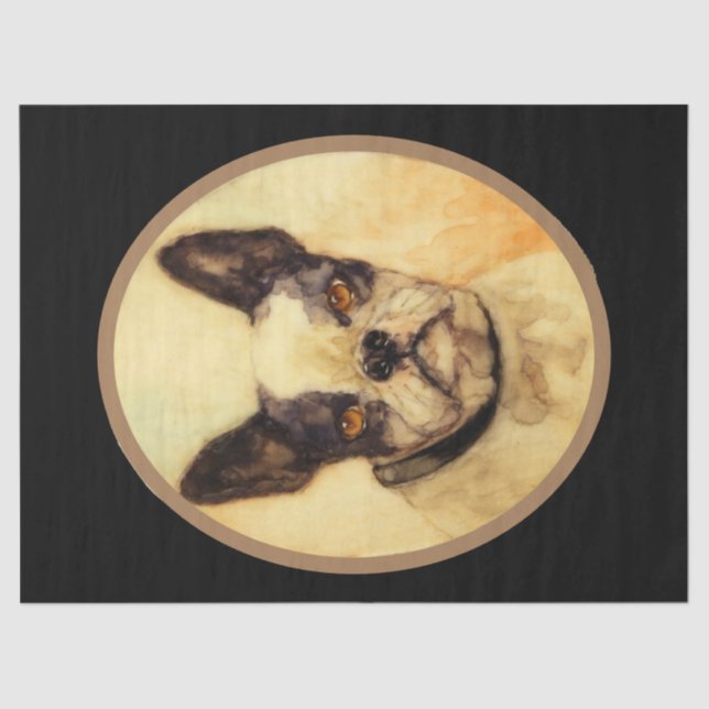 VICTORIAN MINIATURE DOG PORTRAITS  French Bulldog Tissue Paper (Front)