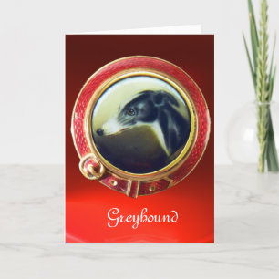 VICTORIAN MINIATURE DOG PORTRAITS Irish Greyhound Holiday Card