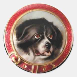 VICTORIAN MINIATURE DOG PORTRAITS Newfoundland Classic Round Sticker