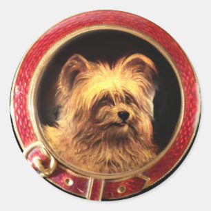 VICTORIAN MINIATURE DOG PORTRAITS Skye Terrier Classic Round Sticker