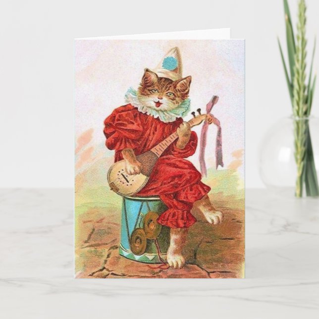 Victorian Minstrel Cat Note Card (Front)