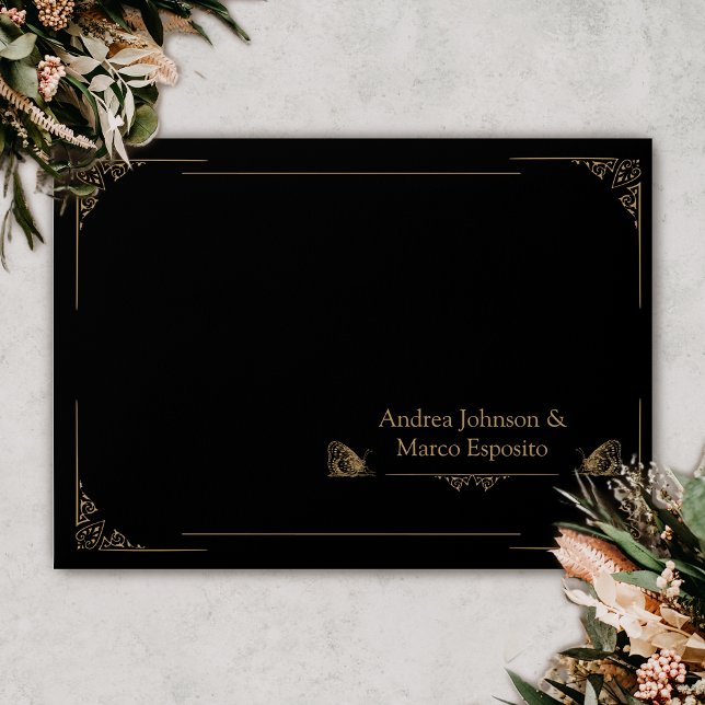 Victorian Moth Elegant Gothic Wedding Invitation Envelope (Gothic Wedding Envelope)