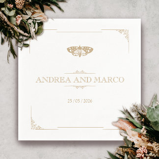 Victorian Moth Elegant Gothic Wedding Napkin