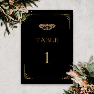 Victorian Moth Elegant Gothic Wedding Table Number