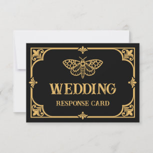 Victorian Moth Gothic Wedding RSVP Card