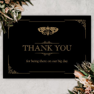 Victorian Moth Vintage Elegant Gothic Wedding Thank You Card