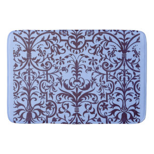 Victorian motif in blue bath mat