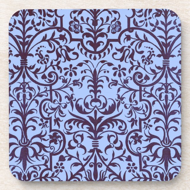 Victorian motif in blue coaster (Front)