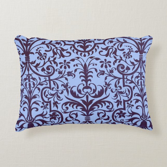 Victorian motif in blue decorative cushion (Front)