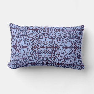 Victorian motif in blue lumbar cushion