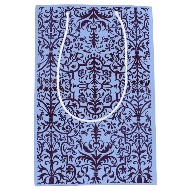 Victorian motif in blue medium gift bag (Front)