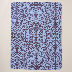 Victorian motif in blue sherpa blanket