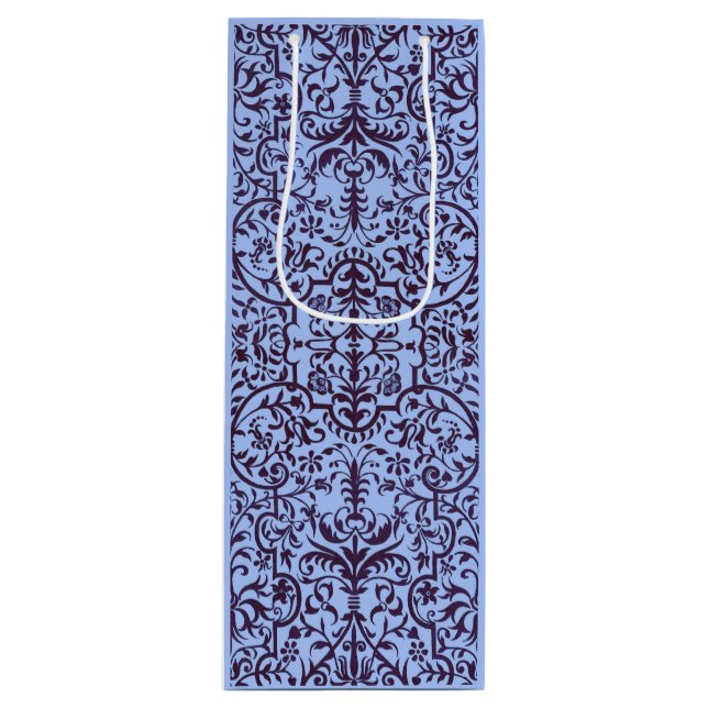 Victorian motif in blue wine gift bag (Front)