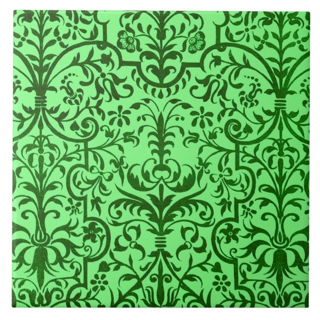 Victorian motif in green ceramic tile (Front)