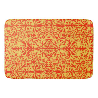 Victorian motif in orange bath mat