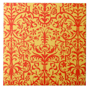 Victorian motif in orange ceramic tile