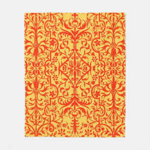 Victorian motif in orange fleece blanket
