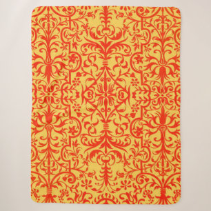 Victorian motif in orange Sherpa Blanket
