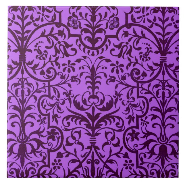 Victorian motif in purple ceramic tile (Front)