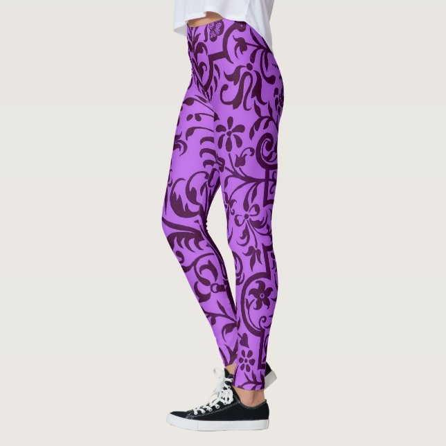 Victorian motif in purple leggings (Left)