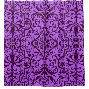 Victorian motif in purple shower curtain