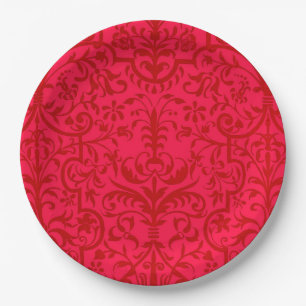Victorian motif in red paper plate