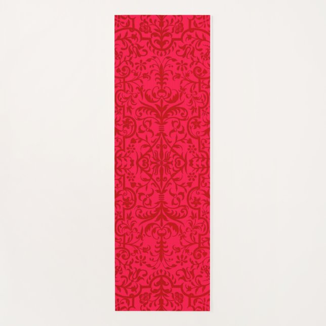 Victorian motif in red yoga mat (Front)