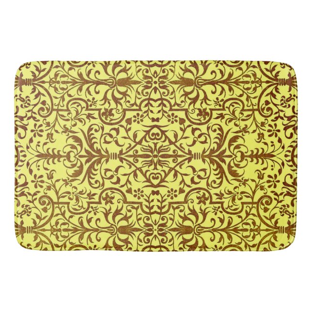 Victorian motif in yellow bath mat (Front)