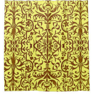 Victorian motif in yellow shower curtain