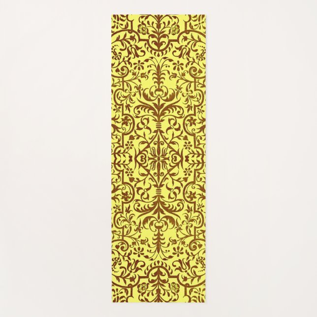 Victorian motif in yellow yoga mat (Front)