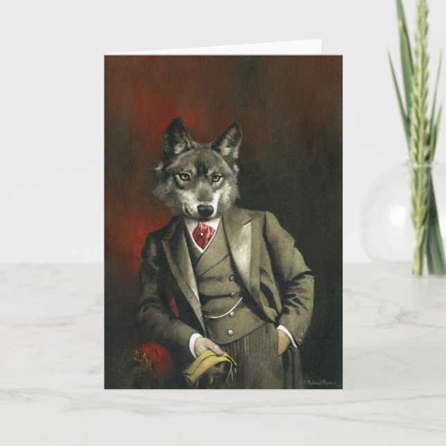 Victorian Mr Wolf Greetings Card (Front)