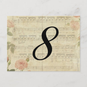 Victorian Music and Rose Table Number Card