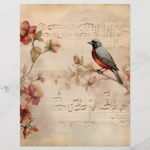 Victorian Music Notes & Bird Scrapbook Paper