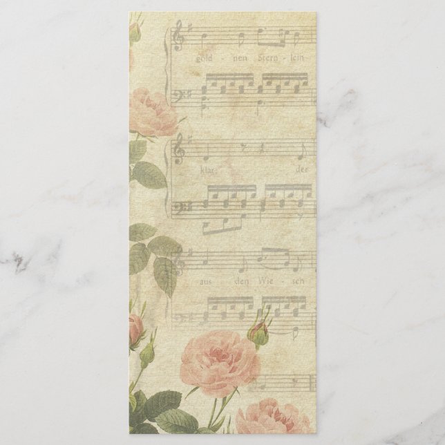 Victorian Music Roses Wedding Program (Front)