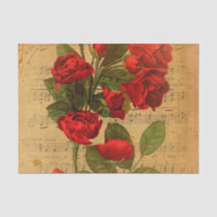 Victorian Music Sheet Watercolor Rose Wallpaper