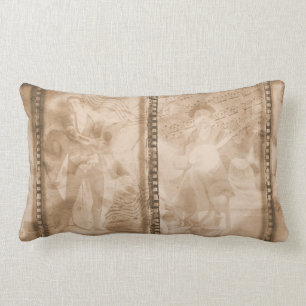 Victorian Musicians Sepia Film Collage - L Lumbar Cushion